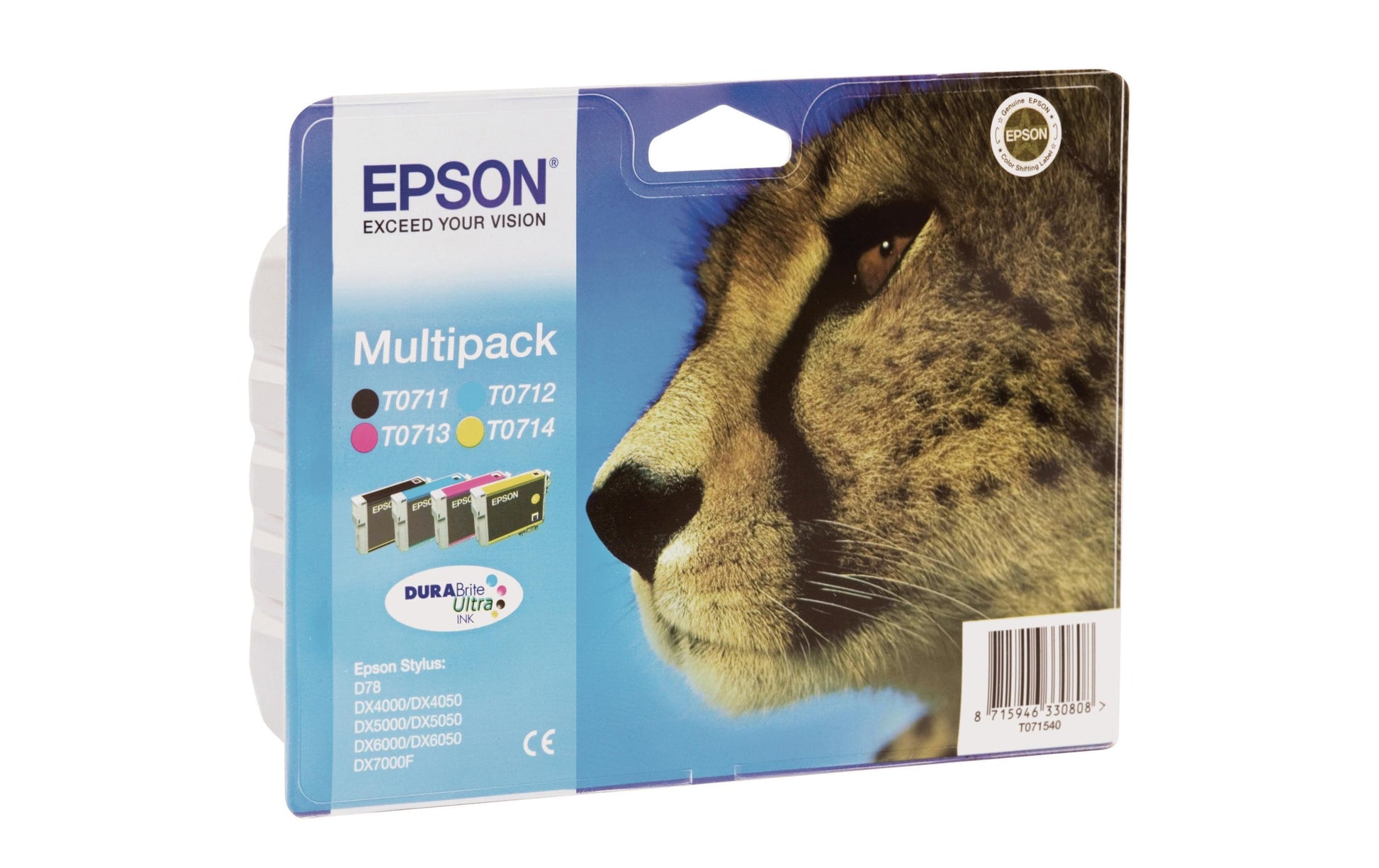 Epson Tintenpatronen-Multipack T0715, CMYK, 4er-Pack – für verschiedene Modelle
