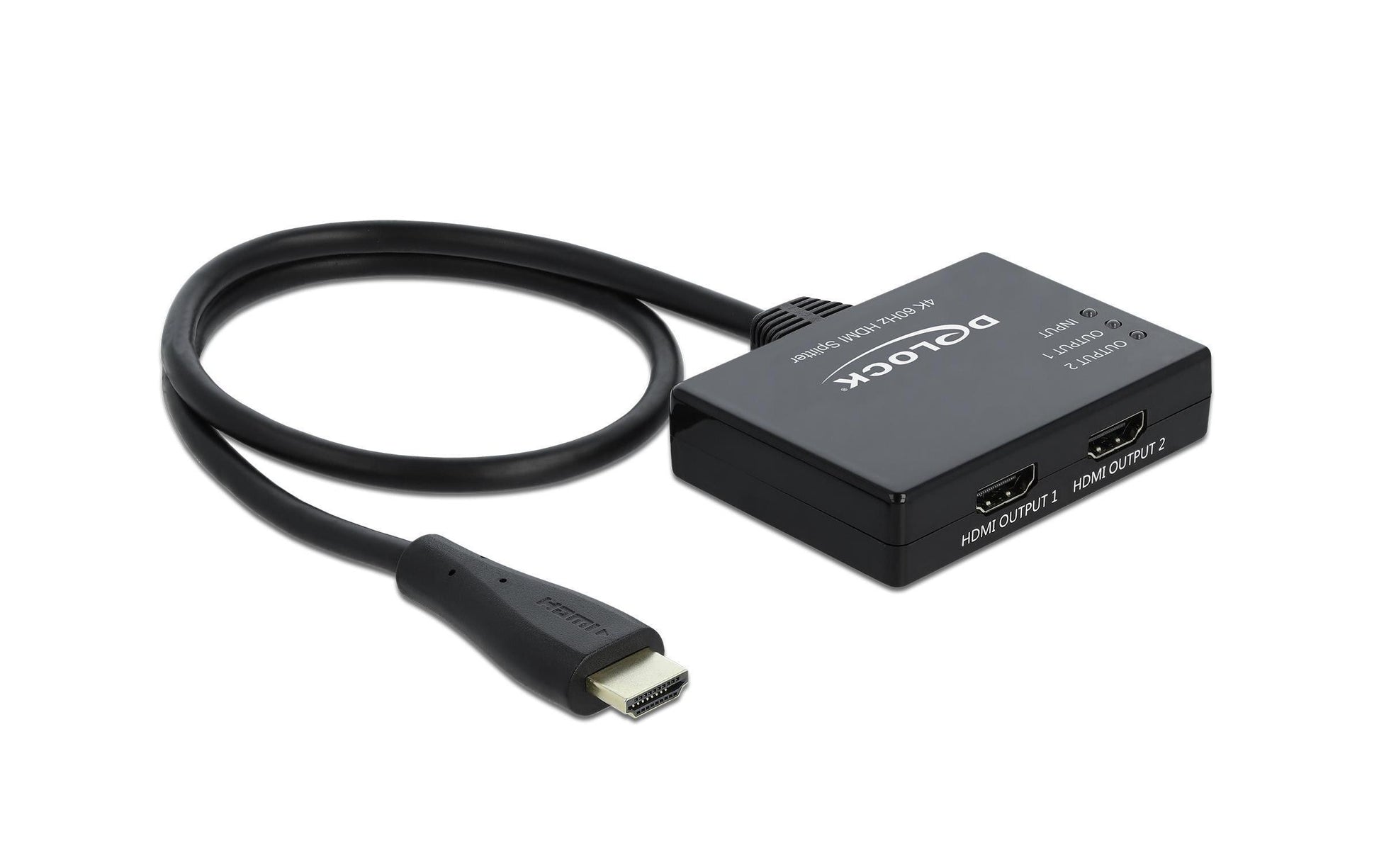 DeLOCK 87747 HDMI Splitter HDMI zu 2× HDMI – 4K (3840 × 2160) @ 60 Hz, 2× HDMI, 0,6 m, HDCP, Passiv, Schwarz