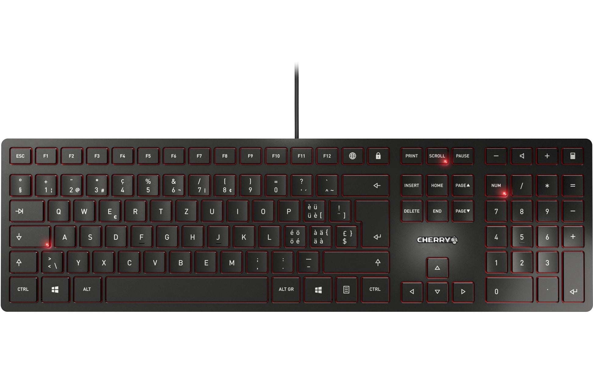 CHERRY KC 6000 SLIM – Tastatur, kabelgebunden (USB-A), CH-Layout (DE-CH), Fullsize (mit Ziffernblock), schwarz