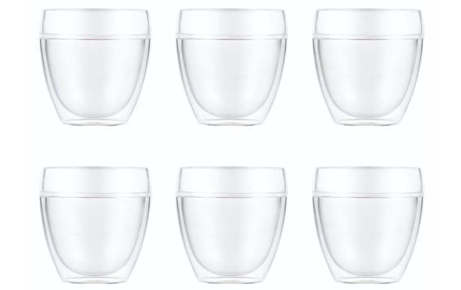 Bodum Pavina Becher – 6er Set, 250 ml, Ø 8,9 cm, Kunststoff, Transparent, doppelwandig, spülmaschinenfest