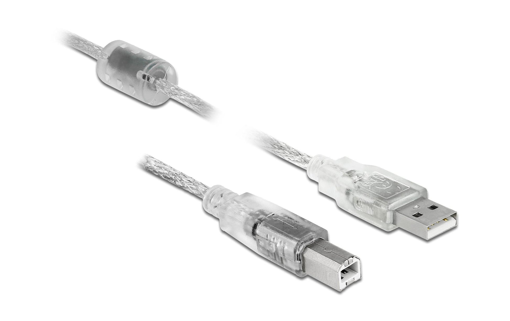 DeLOCK USB-A auf USB-B Kabel – USB 2.0 (480 Mbit/s) – 2 m – Transparent