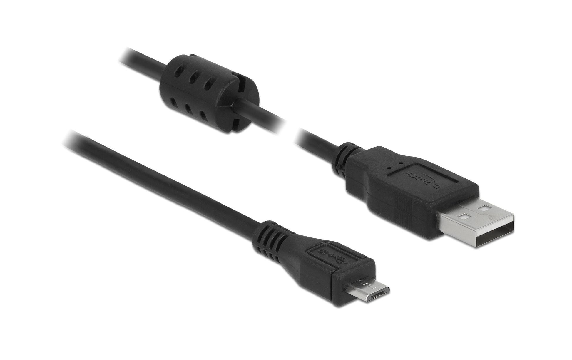 DeLOCK USB-A auf Micro-USB-B Kabel – USB 2.0 (480 Mbit/s) – 0,5 m – Magnetisch abgeschirmt – Schwarz