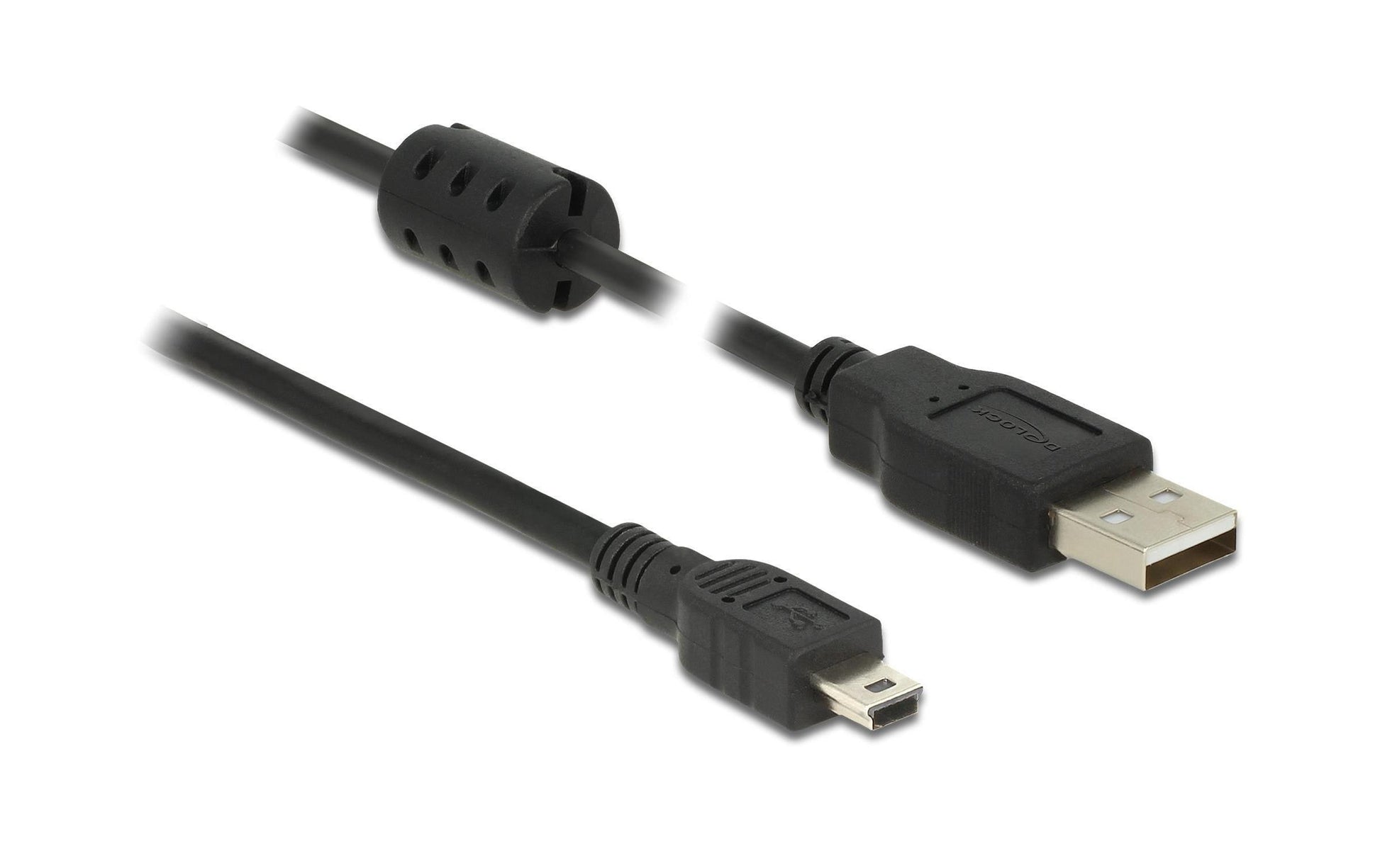 DeLOCK USB-A auf Mini-USB-B Kabel – USB 2.0 (480 Mbit/s) – 1 m – Magnetisch abgeschirmt – Schwarz