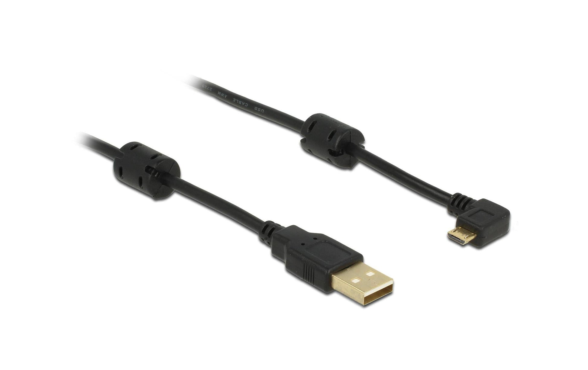 DeLOCK USB-A auf Micro-USB-B (abgewinkelt) Kabel – USB 2.0 (480 Mbit/s) – 1 m – Goldstecker – Schwarz