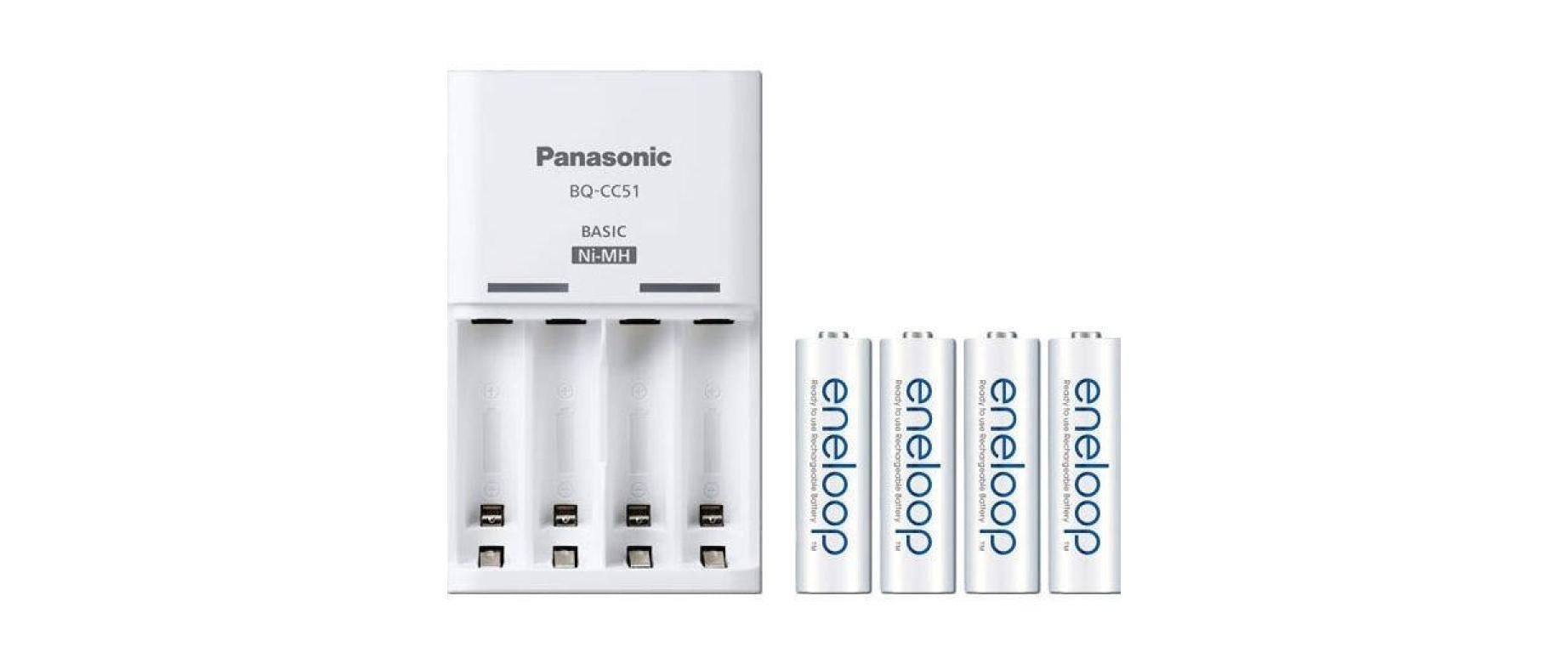 Panasonic eneloop Ladegerät – inkl. 4× eneloop (2000 mAh) – für AA, AAA