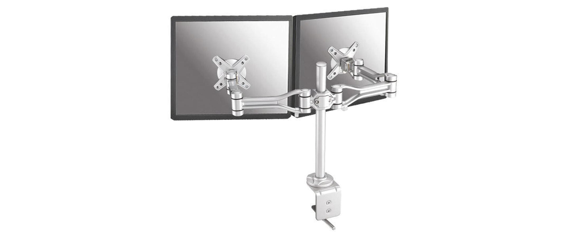 Neomounts Monitorarm, Dual, Tischklemme, bis 30", höhenverstellbar, neigbar, schwenkbar, silber