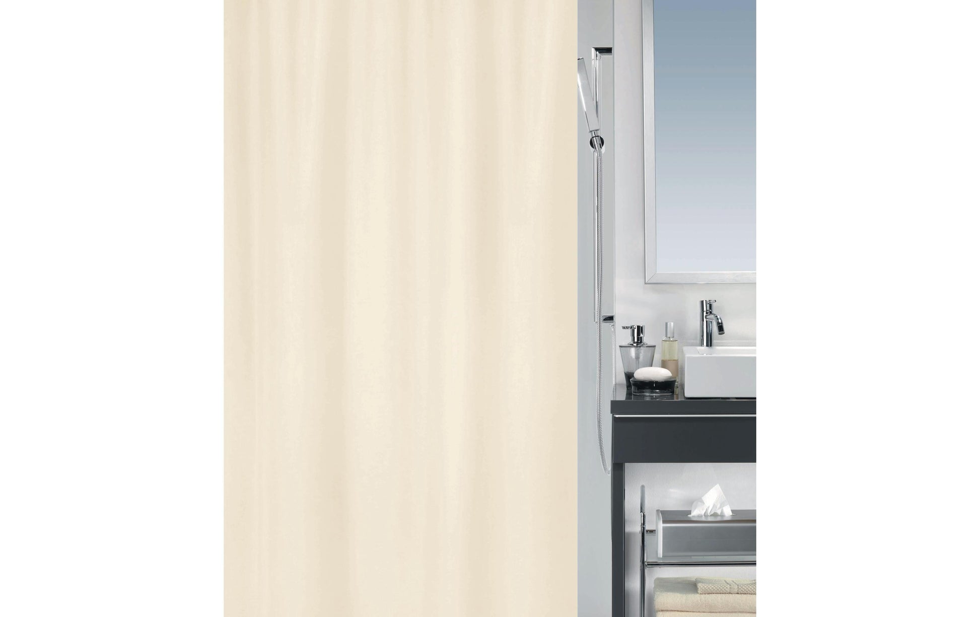 Spirella Duschvorhang – Ringbefestigung – 180 × 200 cm – Champagner – Polyester – 40 °C waschbar