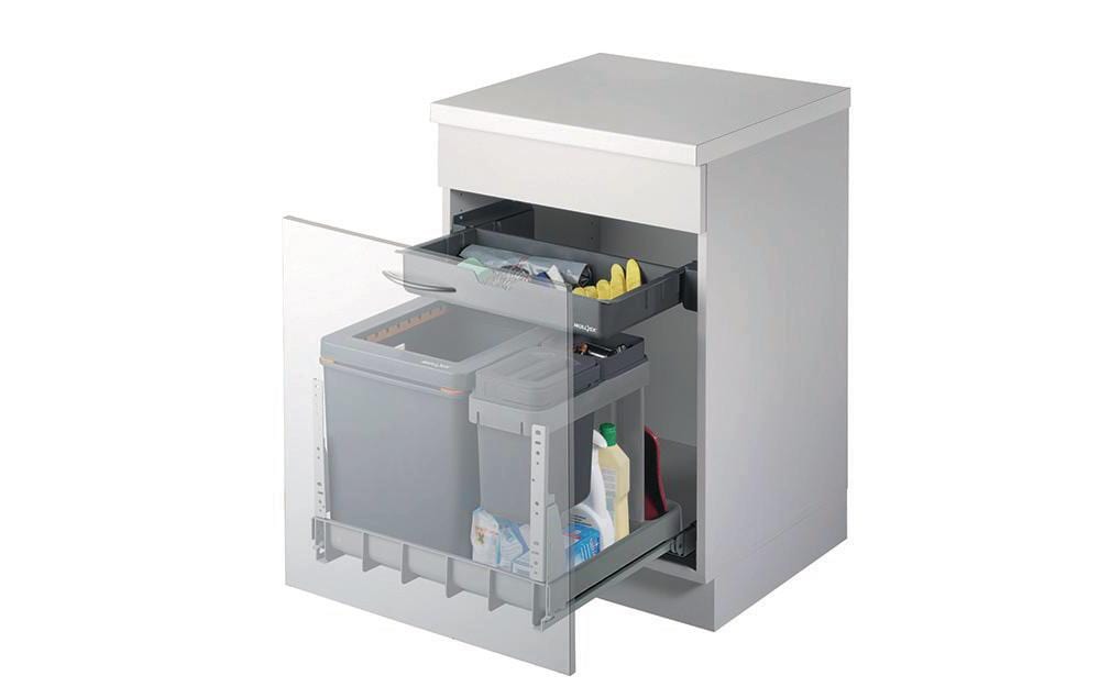 Müllex Systempapierkorb BOXX 55/60-R Bio – 1,2 l – rechteckig – 3-fach – grau/anthrazit