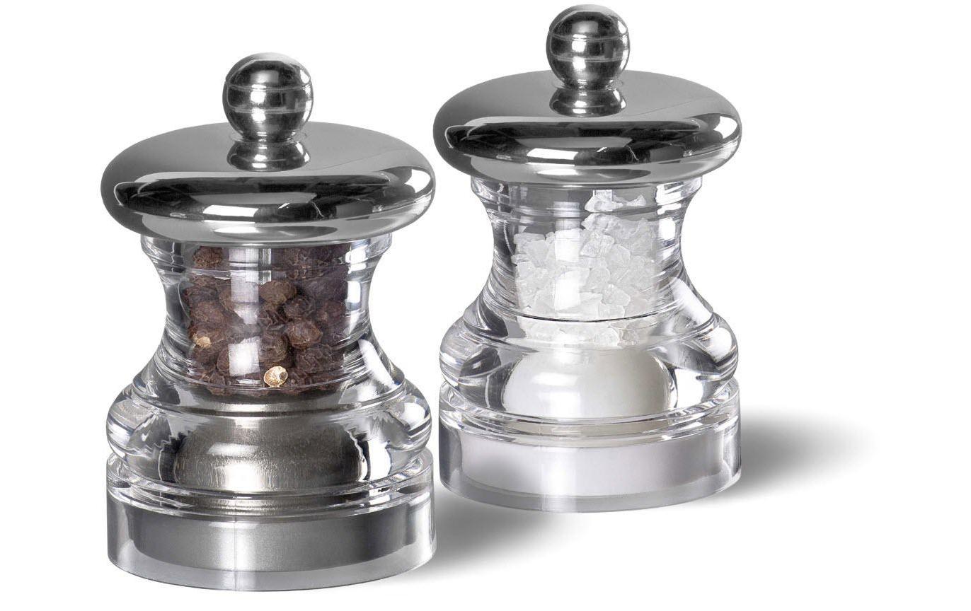 Cole & Mason Salz-/Pfeffermühle 6,5 cm, Acryl/Edelstahl, transparent/silber, 2-teilig