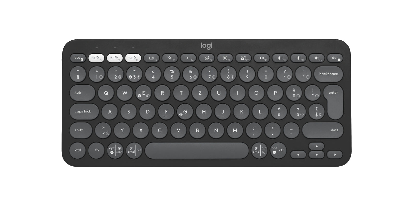 Logitech Pebble Keys 2 K380s – Tastatur, kabellos (Bluetooth), CH-Layout (DE-CH), Graphit