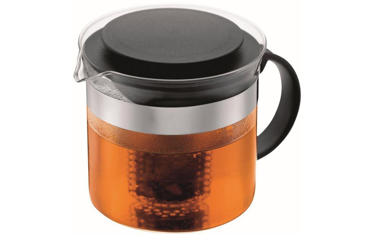 Bodum Teekanne, 1,0 l, Borosilikatglas, Teesieb, Schwarz