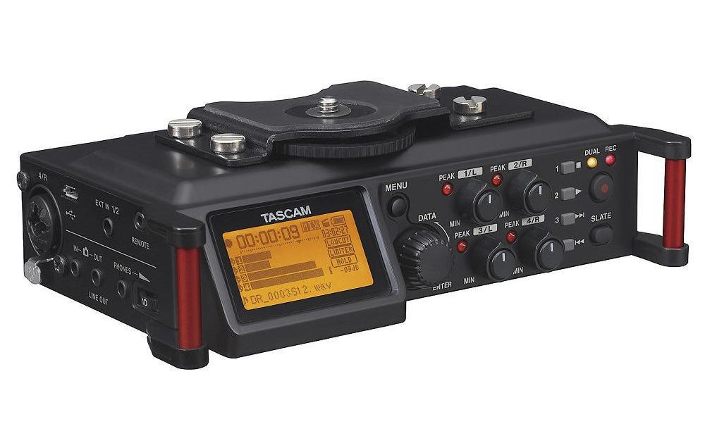 Tascam Mehrspur-Recorder DR-70D – 169 × 55,2 × 106,5 mm – für DSLR-Kameras