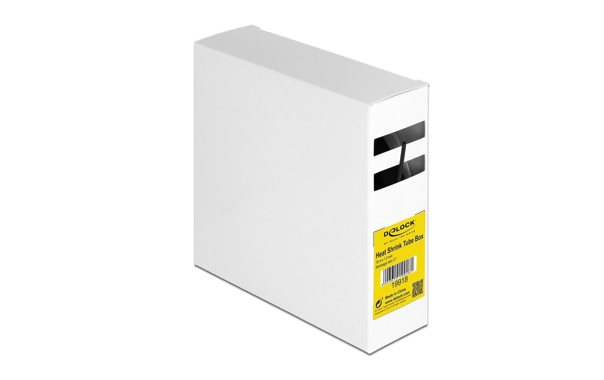 DeLOCK Schrumpfschlauch, Ø 1,2 mm × 15 m, Polyolefin, 2:1 – Schwarz