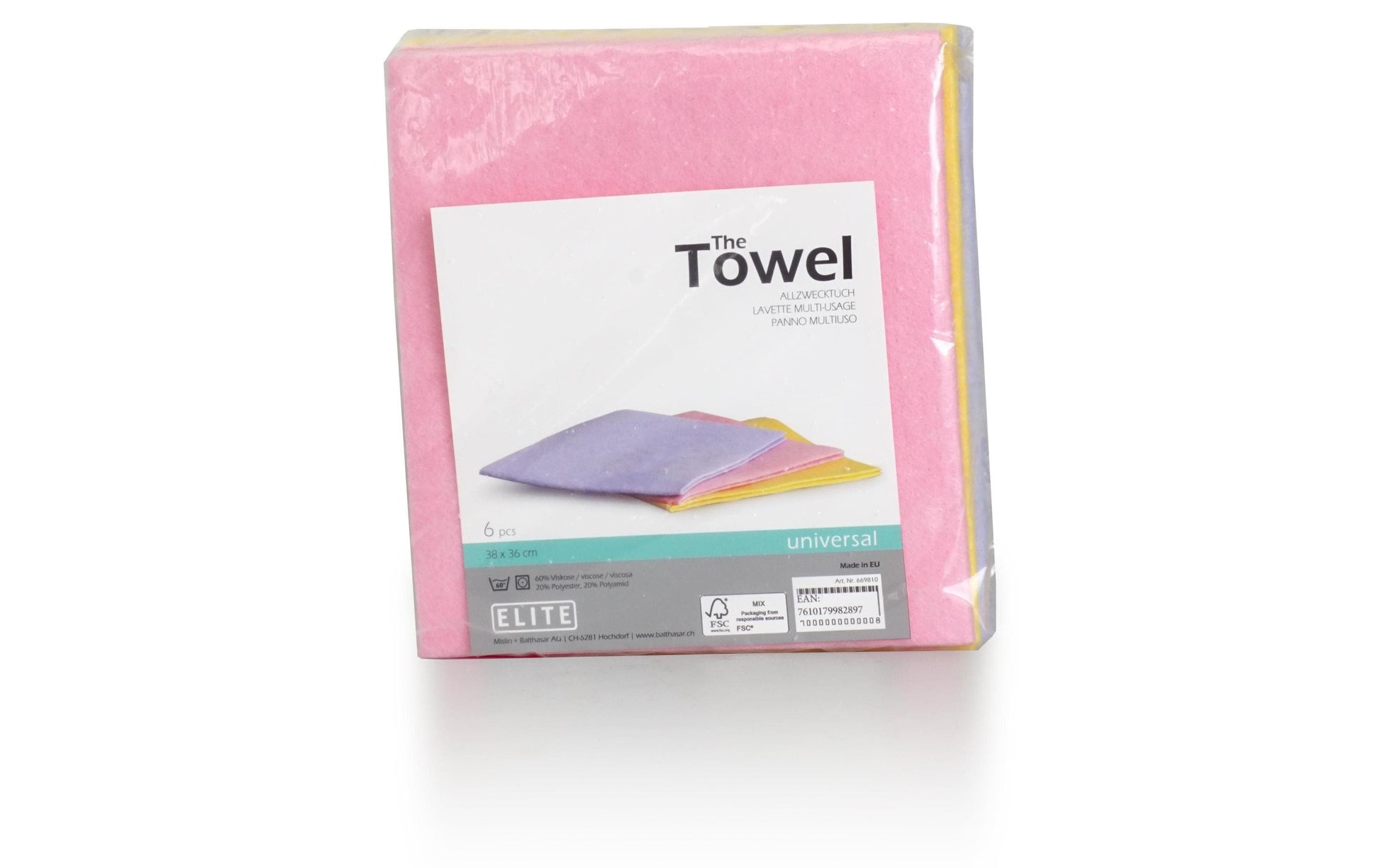Elite Allzwecktuch – violett – 38 × 36 cm – Polyester – 6er-Set