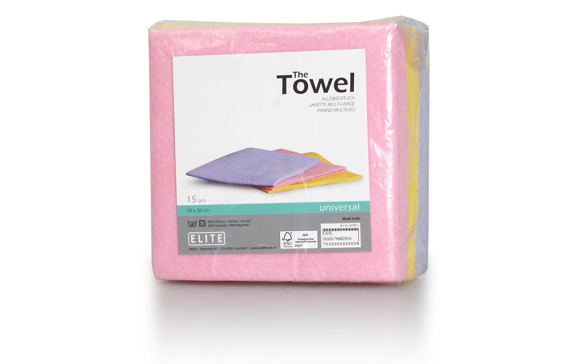 Elite Allzwecktuch – rosa – 38 × 36 cm – Viskose – 15er-Set