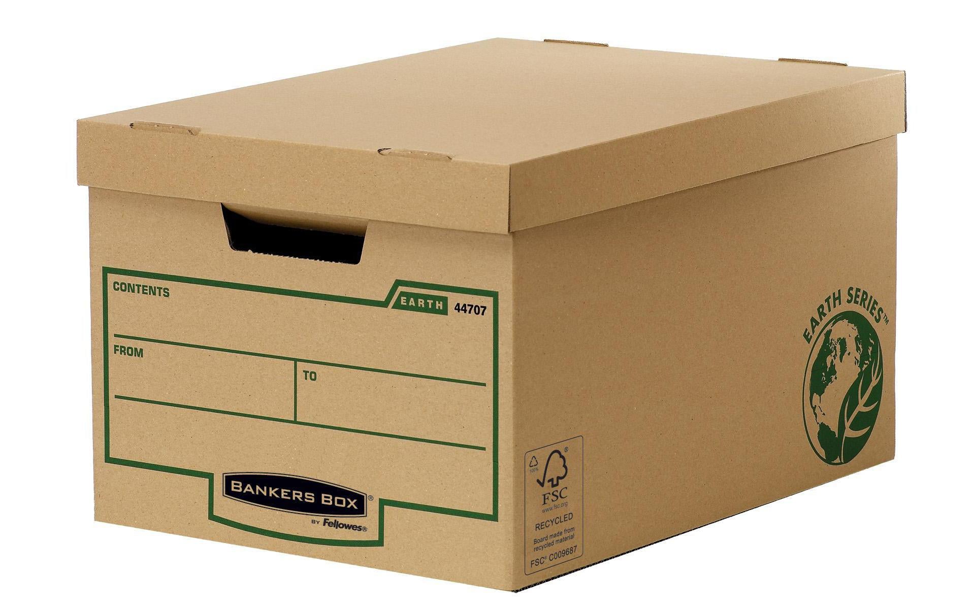 Fellowes R-Kive EarthSeries Archivschachtel B 335 × H 271 × T 470 mm – mit Deckel, 10 Stück, Braun, Karton