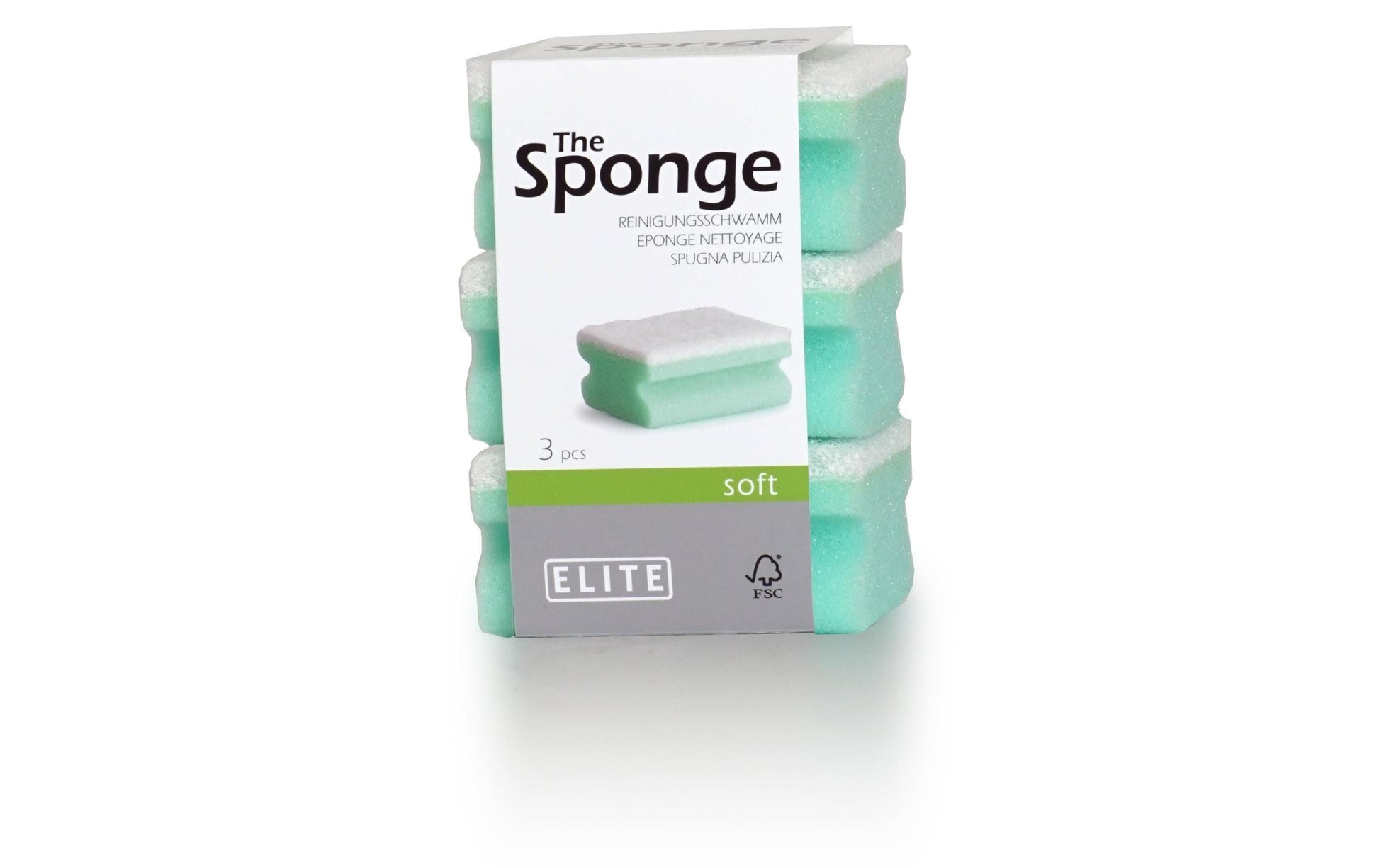 Elite Reinigungsschwamm Soft – Schaumstoff, Rechteckig, für Porzellan, 9 × 4 × 3 cm, türkis, 3 Stk.