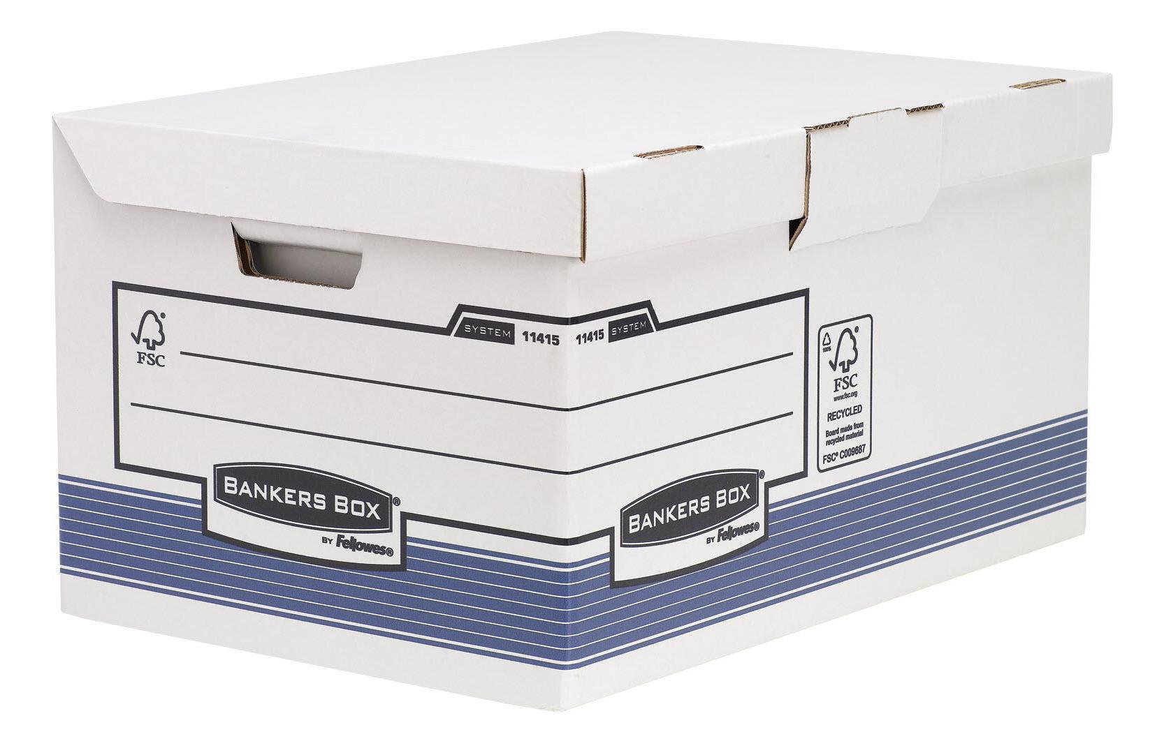 Fellowes Bankersbox System Archivschachtel – mit Klappdeckel, 390 × 310 × 560 mm, blau, Karton, 10er Pack