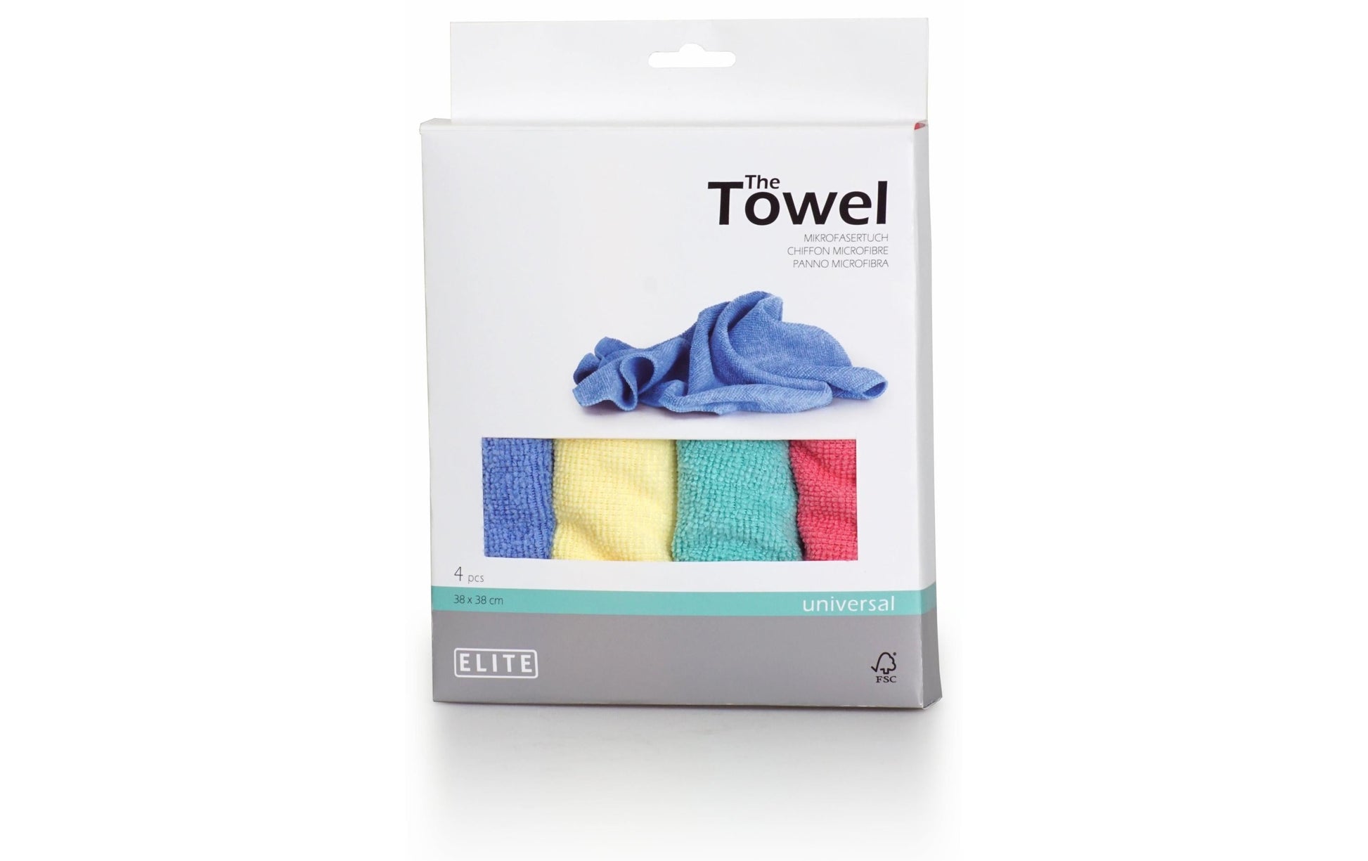 Elite Mikrofasertuch – assortiert, 38 × 38 cm, 4er-Set