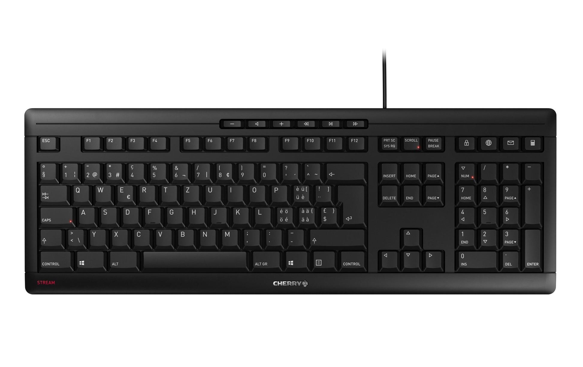 CHERRY Tastatur, kabelgebunden (USB), CH-Layout (DE-CH), Fullsize (mit Ziffernblock) – für Windows