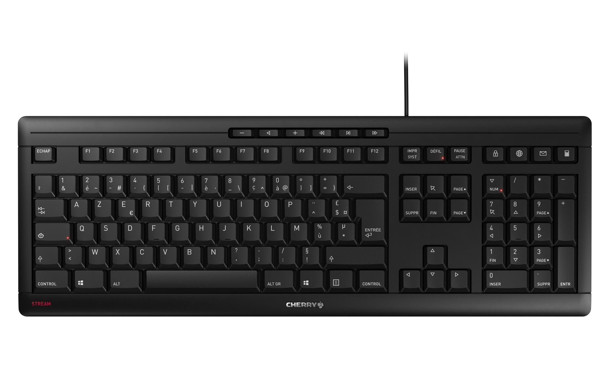 CHERRY Tastatur, kabelgebunden (USB-A), FR-Layout (FR), Fullsize (mit Ziffernblock), Scherenmechanik