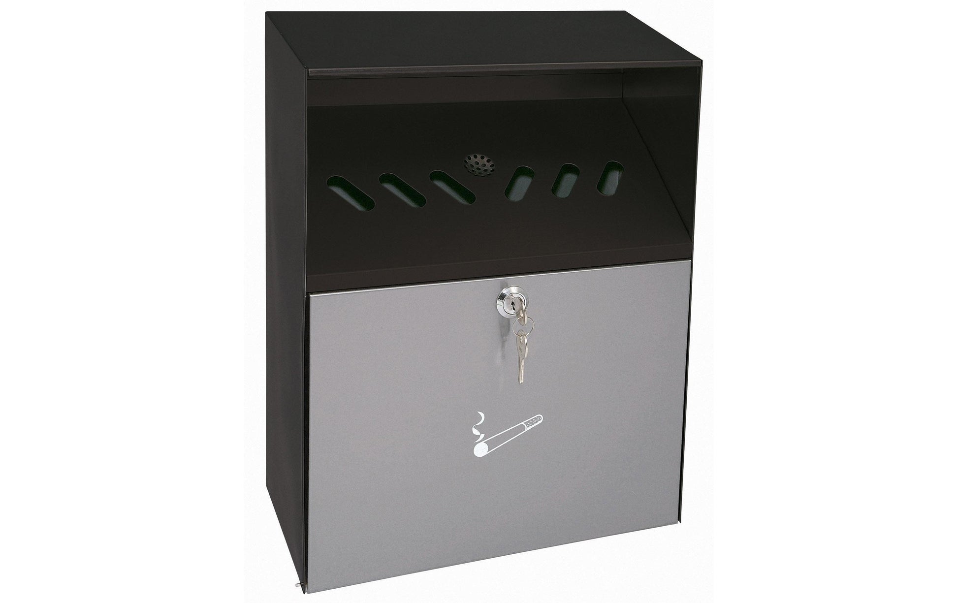Wedo Wandaschenbecher – 6,8 l – Edelstahl, rechteckig – Wetterschutzdach, mit Schloss – Wandmontage
