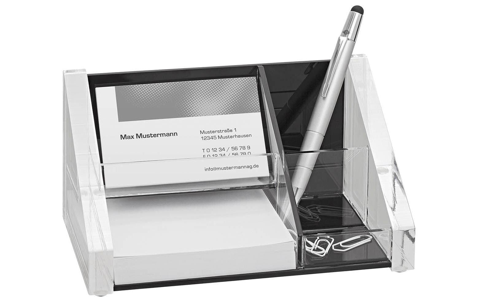 Wedo Stiftehalter – 3 Fächer, Acryl, schwarz/weiss, 164 × 97 × 89 mm