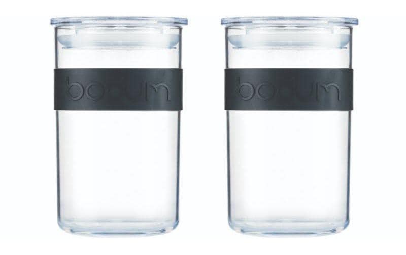 Bodum Vorratsdose 600 ml, Ø 9,5 × 15,5 cm, Kunststoff, Schwarz/Transparent, 2er-Set