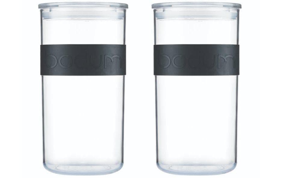 Bodum Vorratsglas – 2 l, Kunststoff, schwarz, Deckel, spülmaschinenfest, stapelbar, 2 Stück