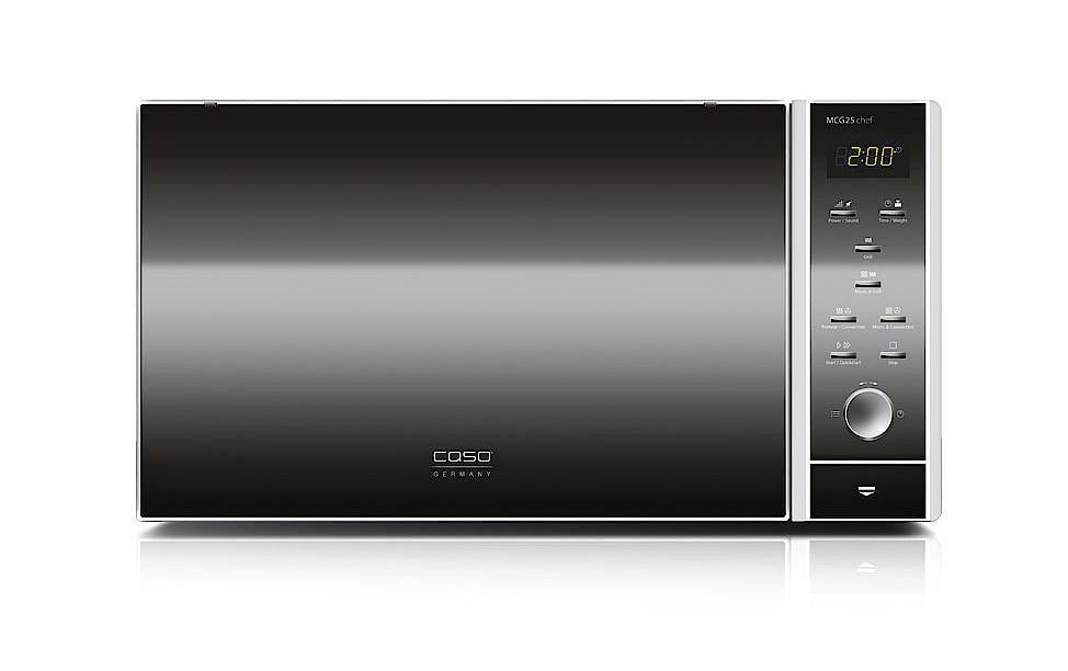 Caso Kombi-Mikrowelle MCG25 Chef – 25 l, Grill & Heissluft, 900 W – Silber