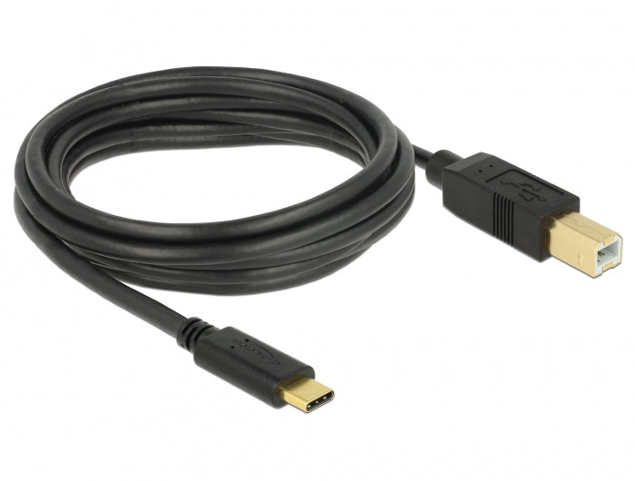 DeLOCK USB-C auf USB-B Kabel – USB 2.0 (480 Mbit/s) – 3 m – Schwarz