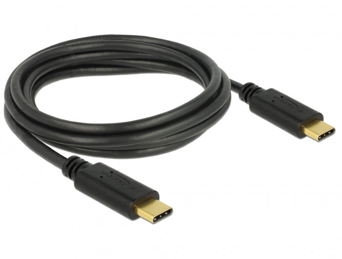 DeLOCK USB-C auf USB-C Kabel – USB 2.0 (480 Mbit/s) – 2 m – E-Marker – Schwarz