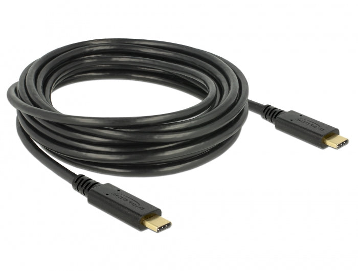 DeLOCK USB-C auf USB-C Kabel – USB 2.0 (480 Mbit/s) – 4 m – E-Marker – Schwarz