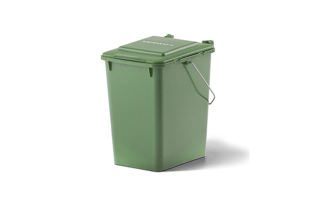 Verwo Aufbewahrungsbox 10 l – mit Deckel, mit Griffen, grün, Kunststoff, B 250 × H 300 × T 260 mm