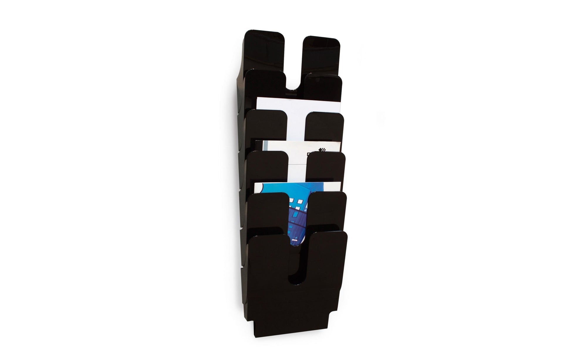 Durable Wandprospekthalter 6 Fächer A4 – schwarz – 247×745×100 mm
