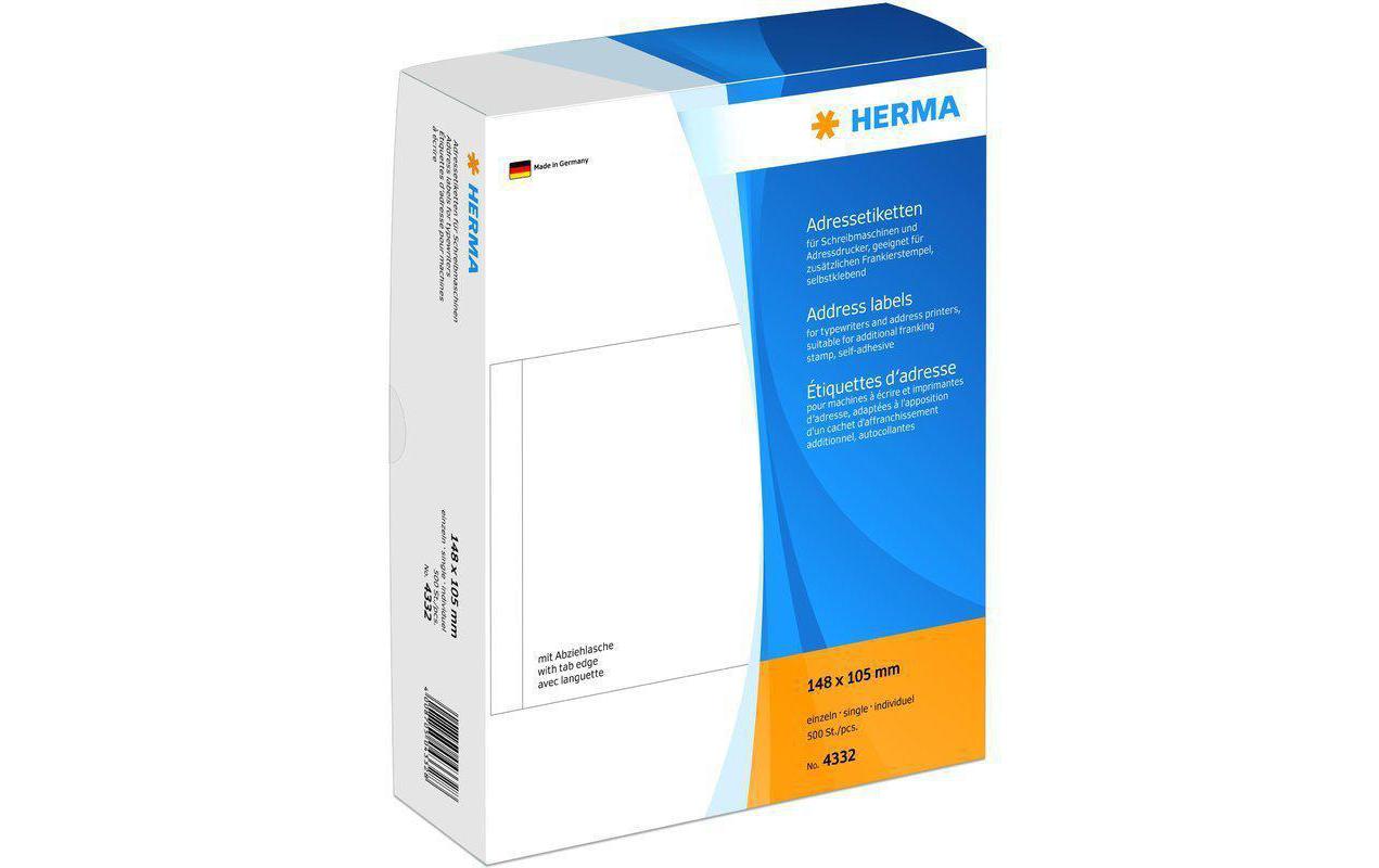 HERMA Adressetiketten, 148 mm × 105 mm, weiss, Papier, permanent, 500 Blatt