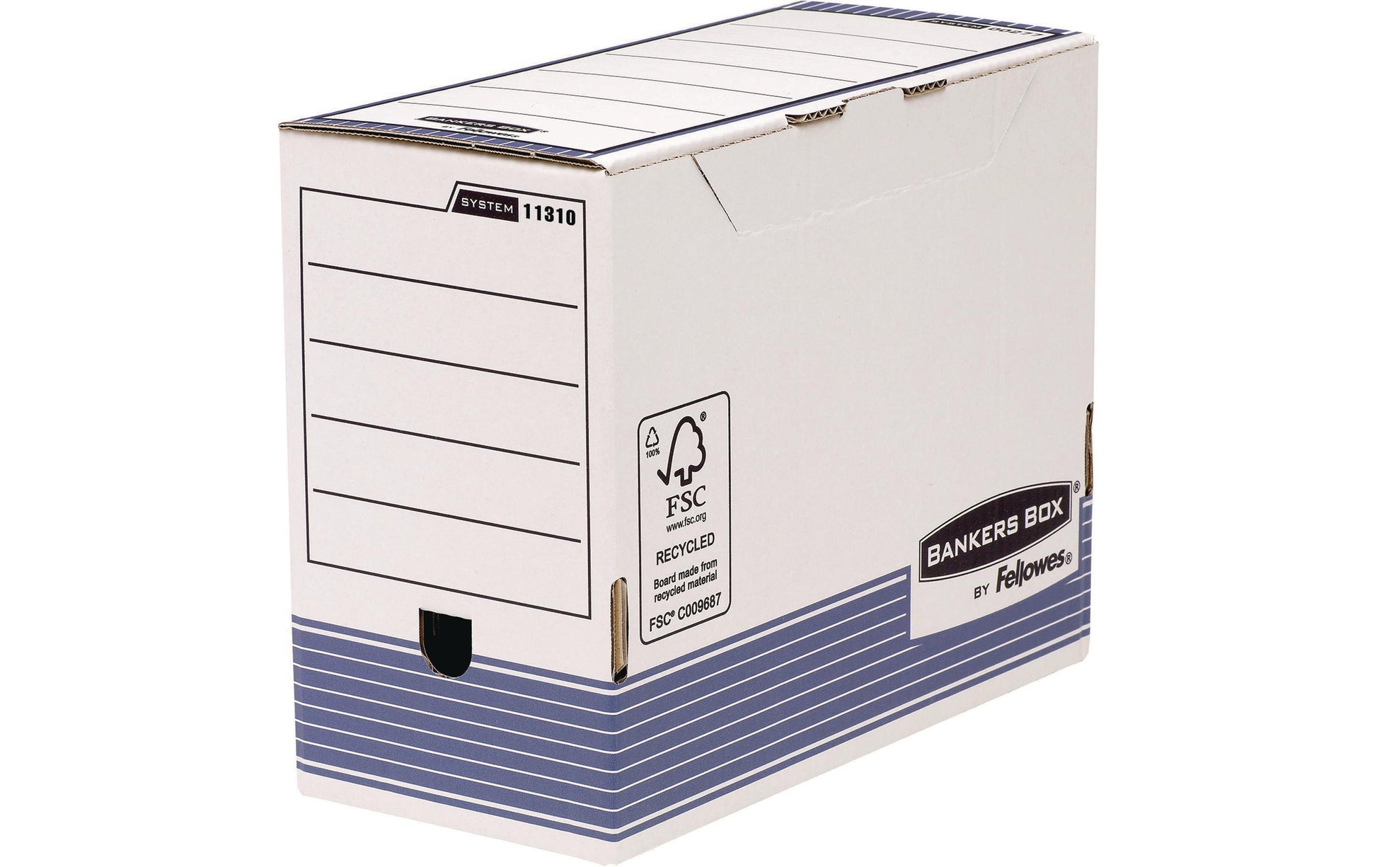 Fellowes Bankersbox System Archivschachtel A4+ – mit Klappdeckel, 150 × 253 × 345 mm, blau/weiss, 10er Pack