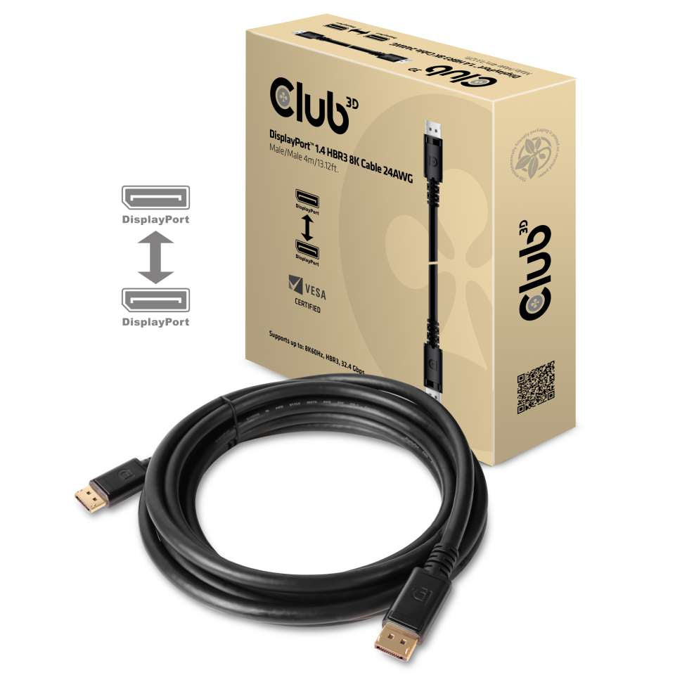 CLUB3D DisplayPort-DisplayPort-Kabel – 4 m, schwarz