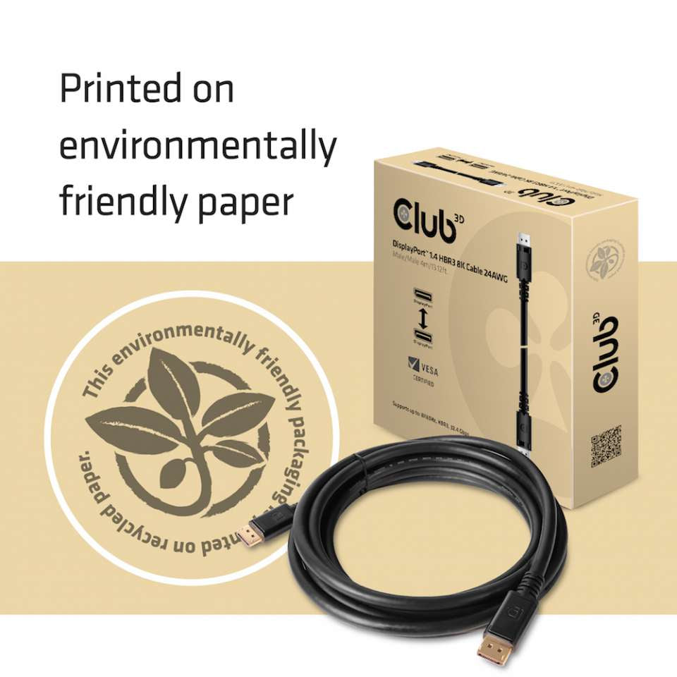 CLUB3D DisplayPort-DisplayPort-Kabel – 4 m, schwarz