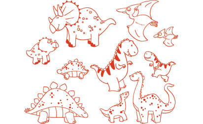 Aladine – Motivstempel-Set – Dinosaurier, 10 Motive sortiert, schwarzes Stempelkissen Ø 80 mm