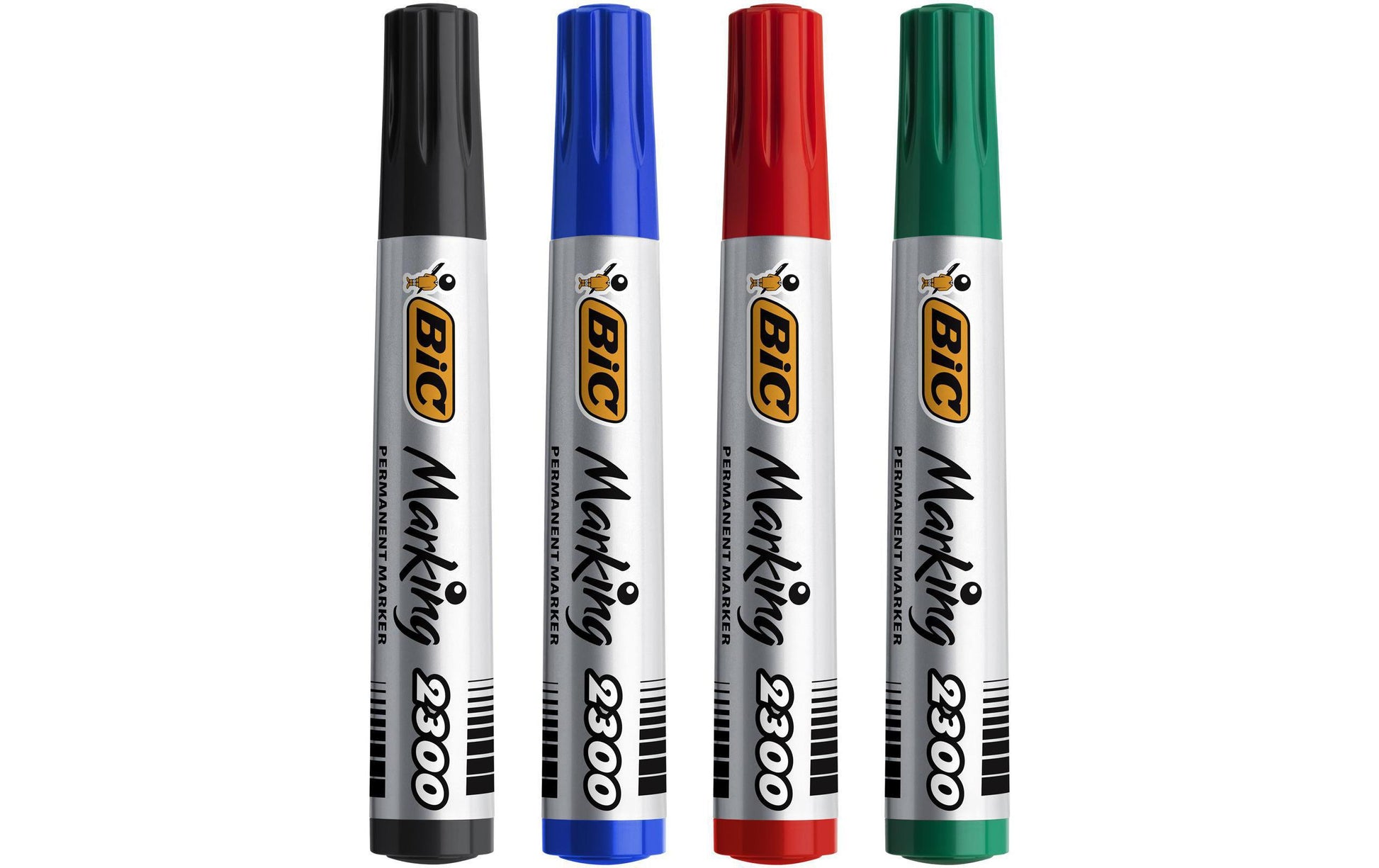BIC Marking 2300 Permanentmarker – Keilspitze 3,1–5,3 mm – Mehrfarbig, 4er-Pack, für Karton, Glas und Kunststoff