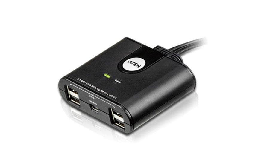 ATEN USB-Switch (2 Computer, 4× USB-A) – USB 2.0 (480 Mbit/s) – 1,8 m – Schwarz