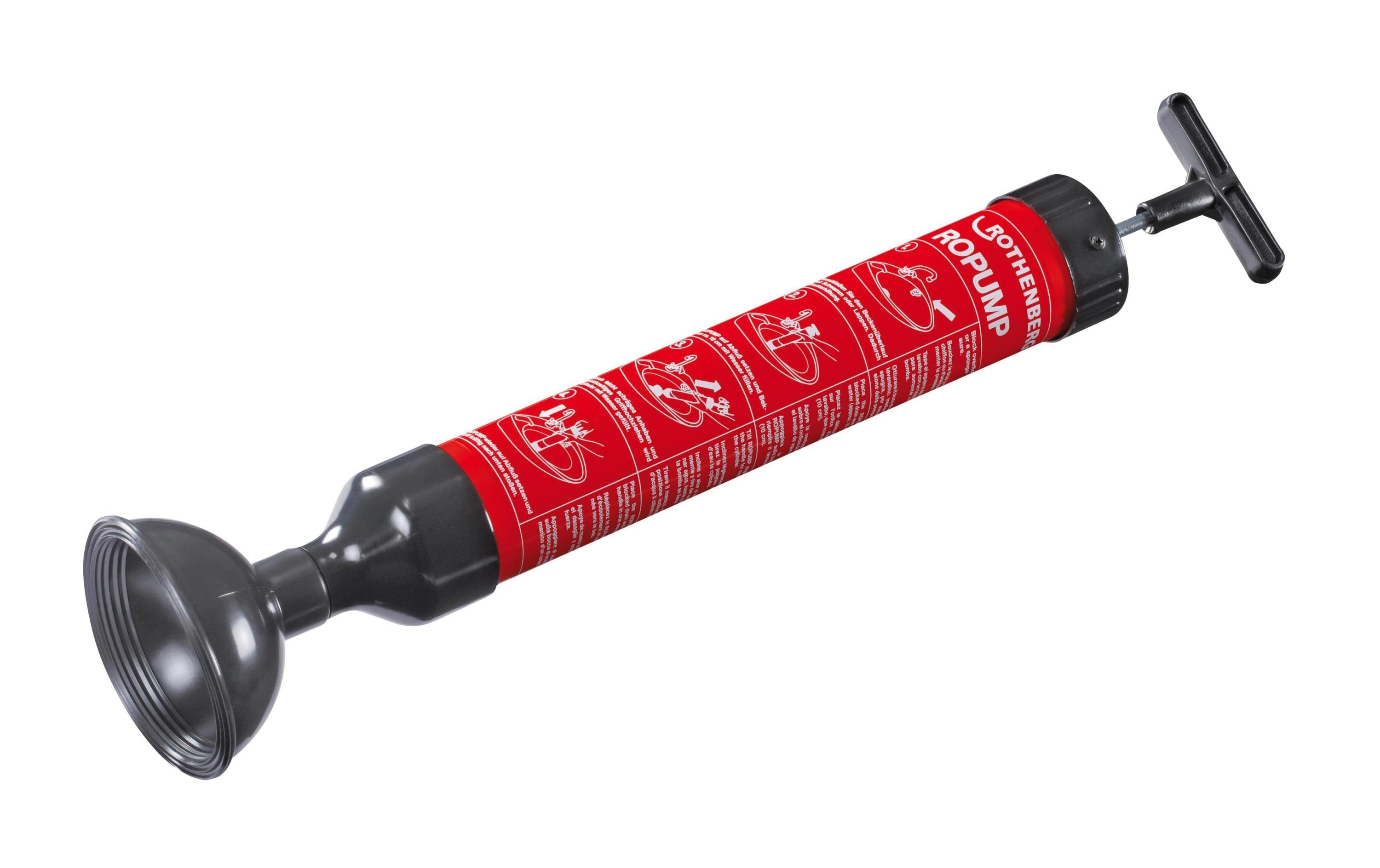Rothenberger RoPump – Abflussreiniger – für Siphon, schwenkbare Glocke, Rot