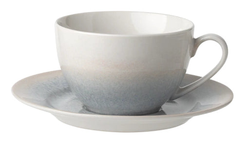 Lunasol Elements Vulcano Kaffeetasse – 8-teiliges Set, 220 ml, Ø 15,5 cm, Steingut, Sand/Blau, mit Unterteller