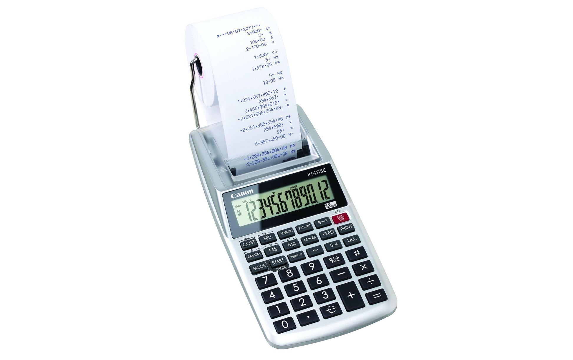 Canon Tischrechner, druckend CA-P1DTSC II HWB – 12-stellig, 2-farbig, LCD, Steuer/Währung, Netz/Batterie
