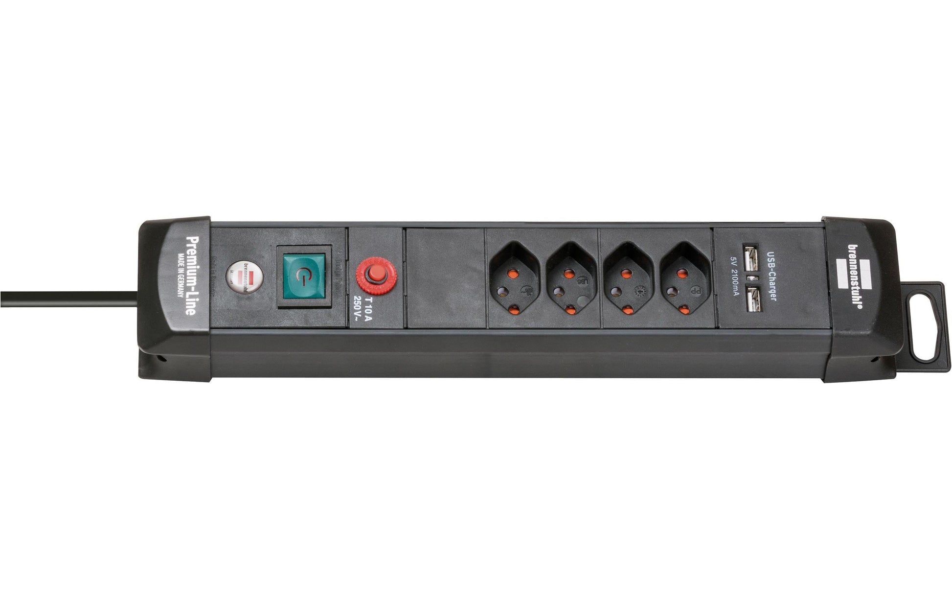 Brennenstuhl Premium-Line Steckdosenleiste, 4×T13, 2×USB, mit Schalter, 3 m, Kinderschutz – Schwarz