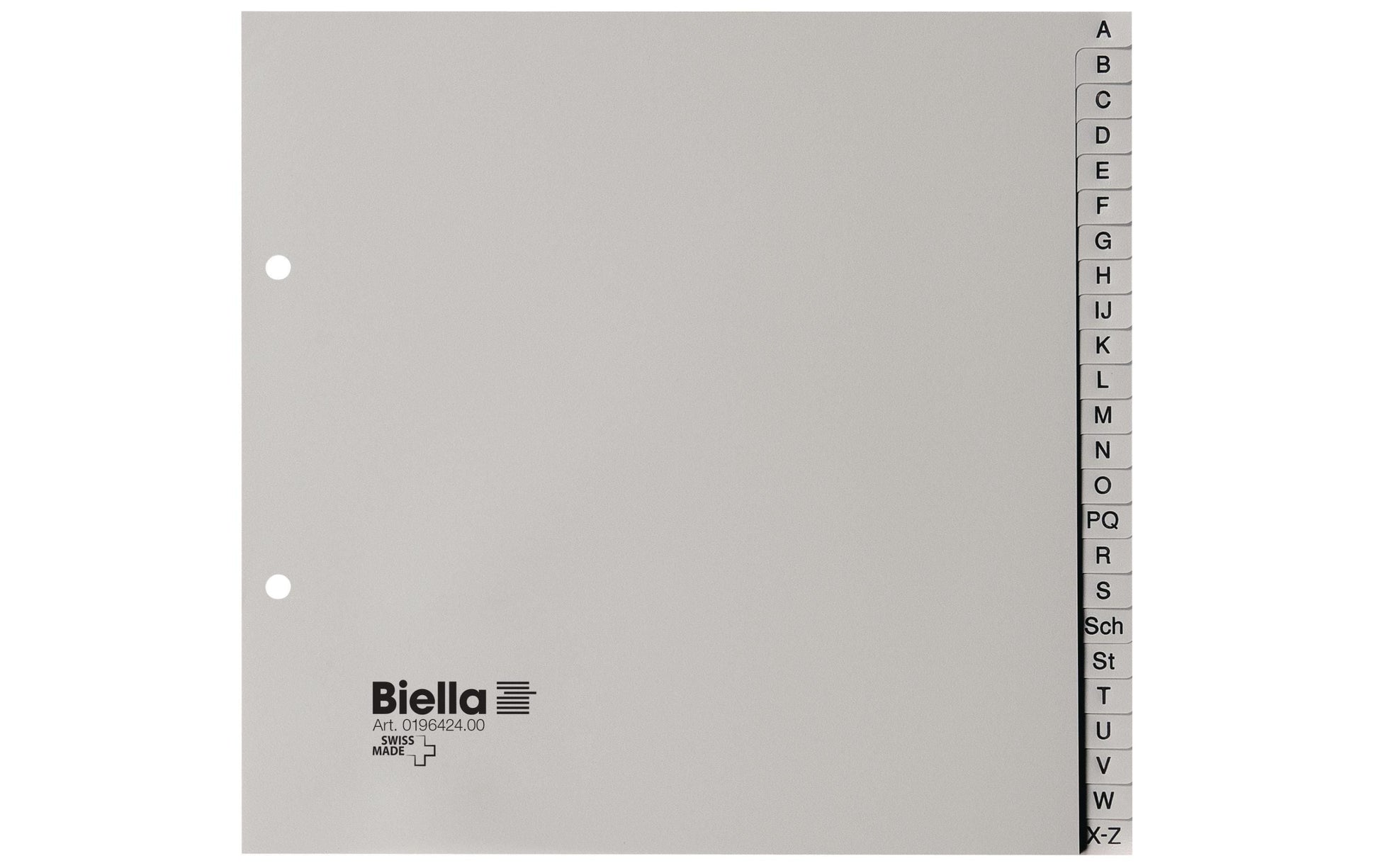 Biella Register – teildeckend, 24-teilig, Kunststoff, grau, vorgedruckt, 2-fach gelocht, für A4-Ordner