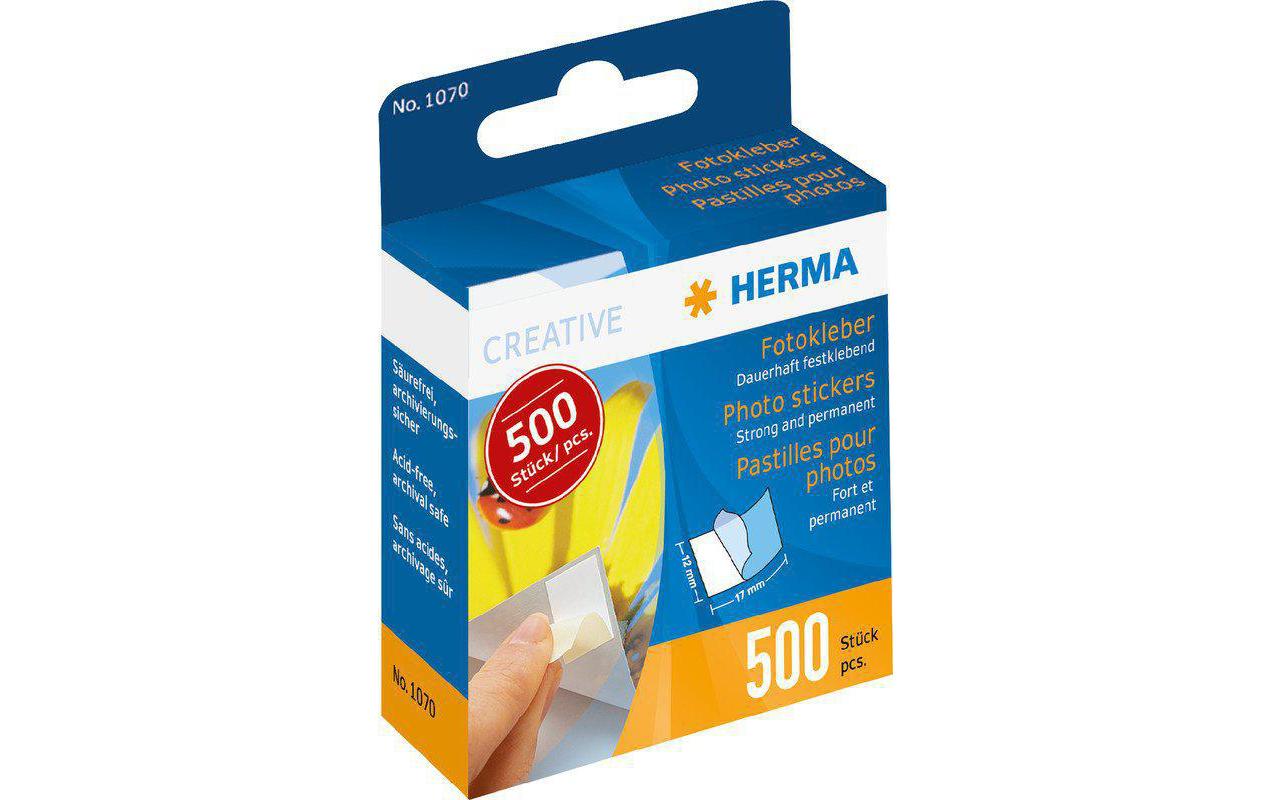HERMA Fotokleber – permanent, weiss, lösemittelfrei, 12×16 mm, 500 Stk., für Fotos