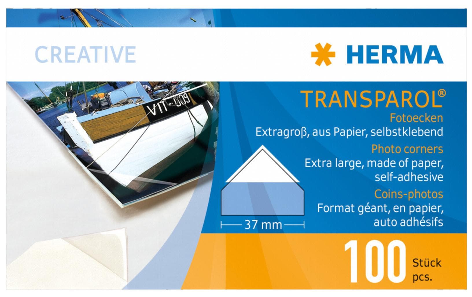 HERMA Fotoecken Transparol extra gross – weiss, Papier, 37 mm