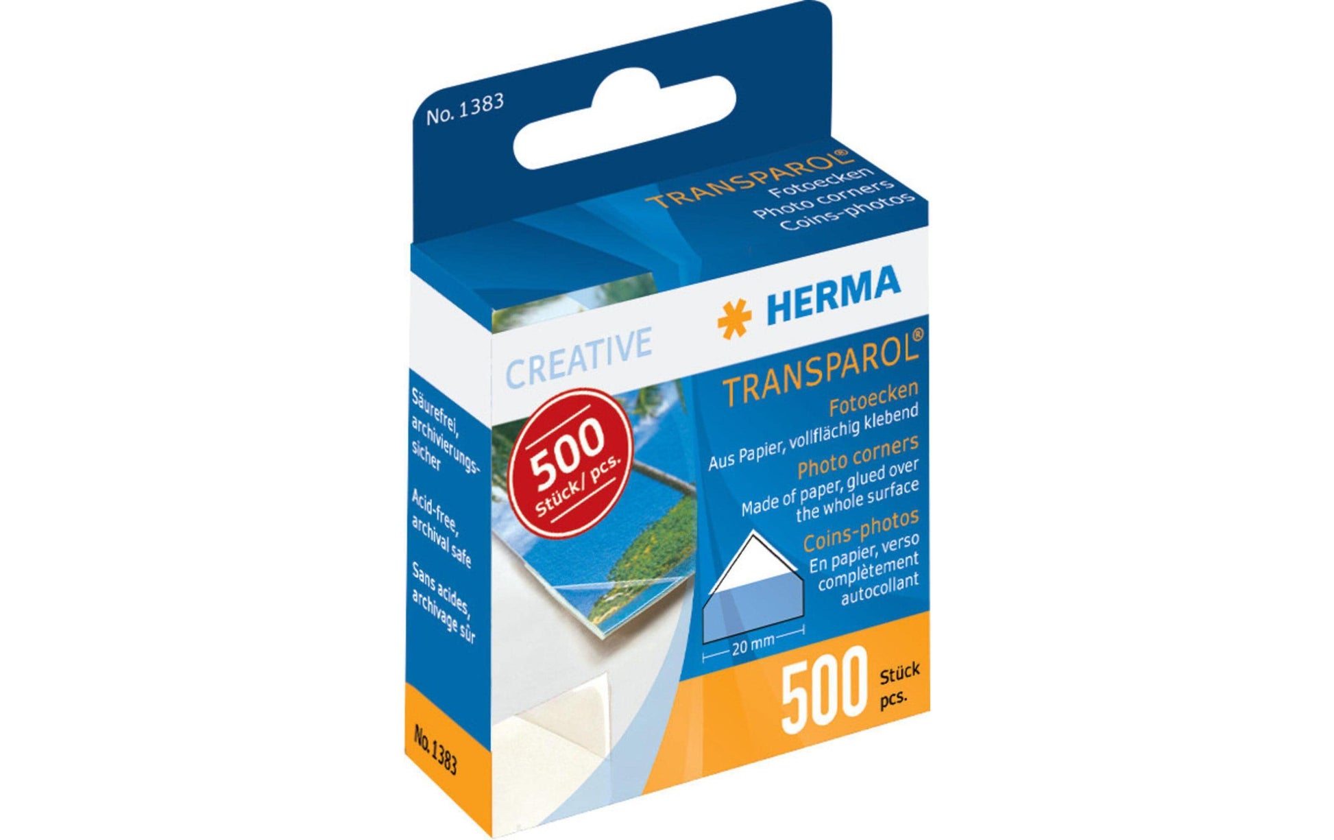 HERMA Transparol Fotoecken – wiederablösbar, transparent, selbstklebend, lösemittelfrei, 500 Stk., für Fotos